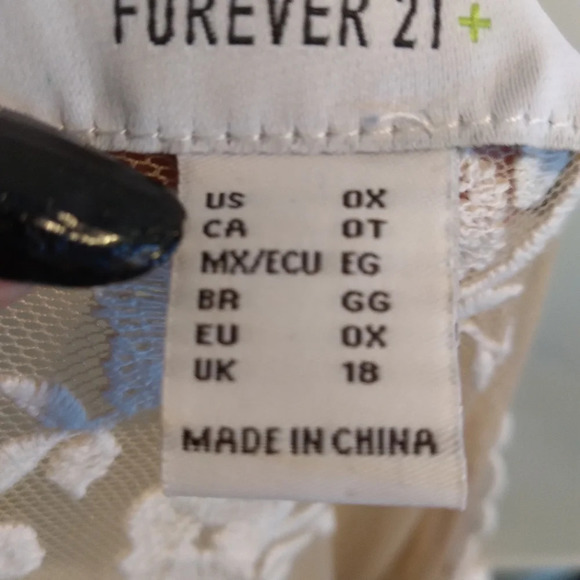 Forever 21 Maxi Sheer Cardigan Topper Kimono Embroidered Beige White Macrame L - Picture 7 of 13